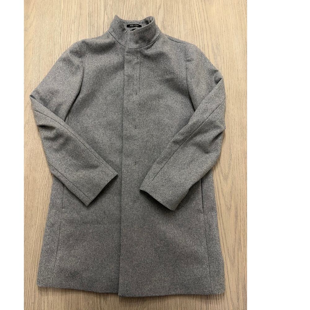 Calvin Klein Men’s 40R Gray Slim Fit Overcoat Wool Blend Long Jacket Classic
